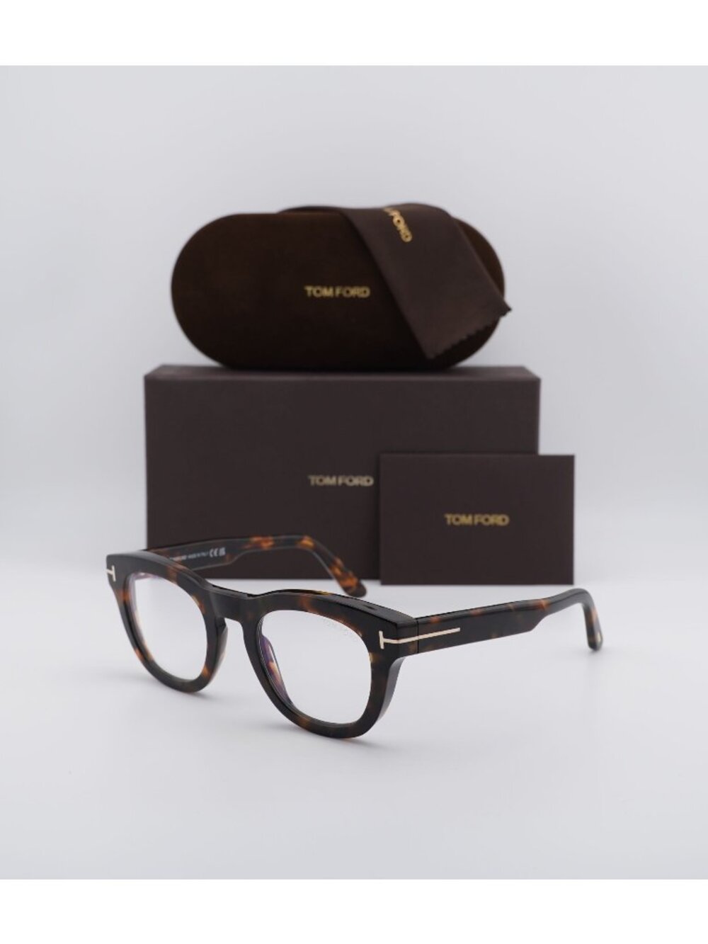 Tom Ford FT5873-B 052 Square Eyeglasses 49mm - Dark Havana